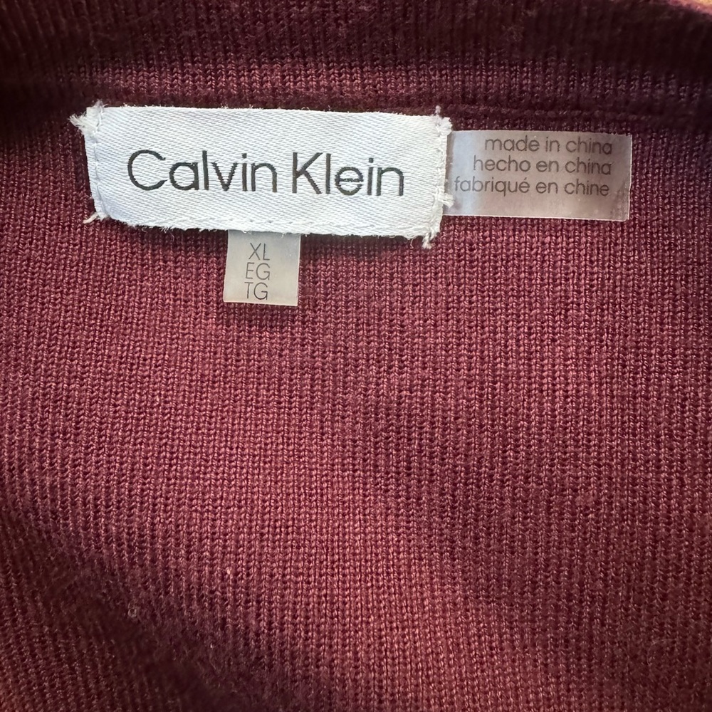 Calvin Klein Women Deep Burgundy Long Sleeve V Neck Top with Sequin Detail Sz XL - Picture 3 of 9